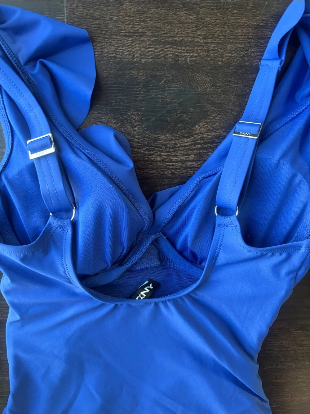 Dkny Cobalt Blue Ruffle Strap One-Piece Swimsuit - Picture 7 of 7
